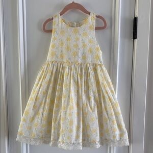 Girls Tahari Yellow and White Halter A-Line Sundress Swiss dot and lace 5T